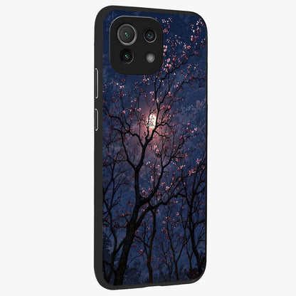 Twilight Sakura Serenade Glass Case upright view showcasing beautiful cherry blossom artwork with serene evening theme.