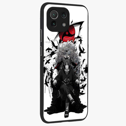 Uchiha Shadow Throne Glass Case upright view showcasing magical underwater galaxy artwork with vibrant cosmic theme.