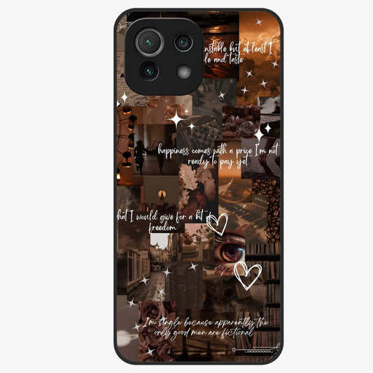Bittersweet Aesthetic Chaos Glass Case showing flat back view with artistic chaotic aesthetic design and glossy glass finish.