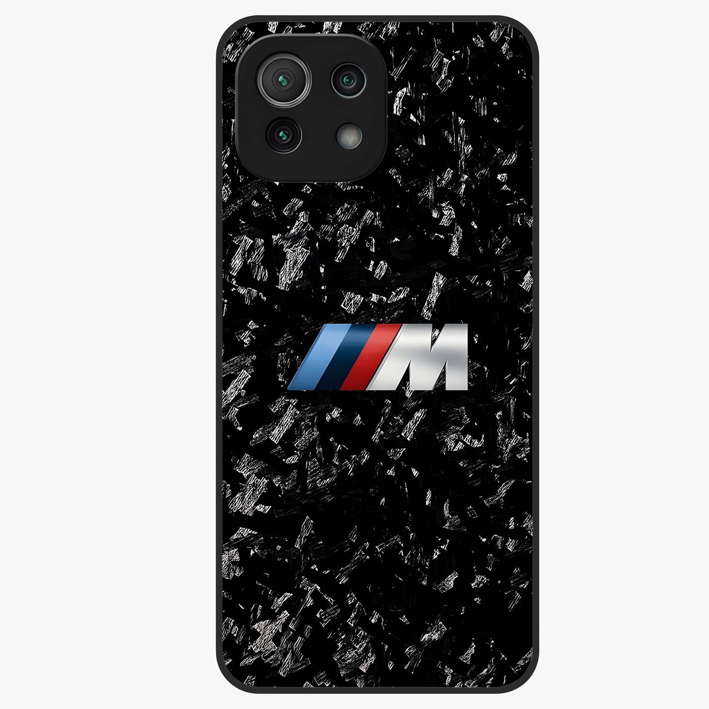 Carbon Speed Mark Glass Case showing flat back view with sporty carbon pattern artwork and glossy glass finish.
