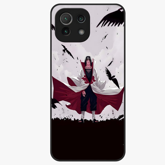 Crimson Crow Ascension Glass Case showing flat back view with mystical crow artwork and glossy glass finish.