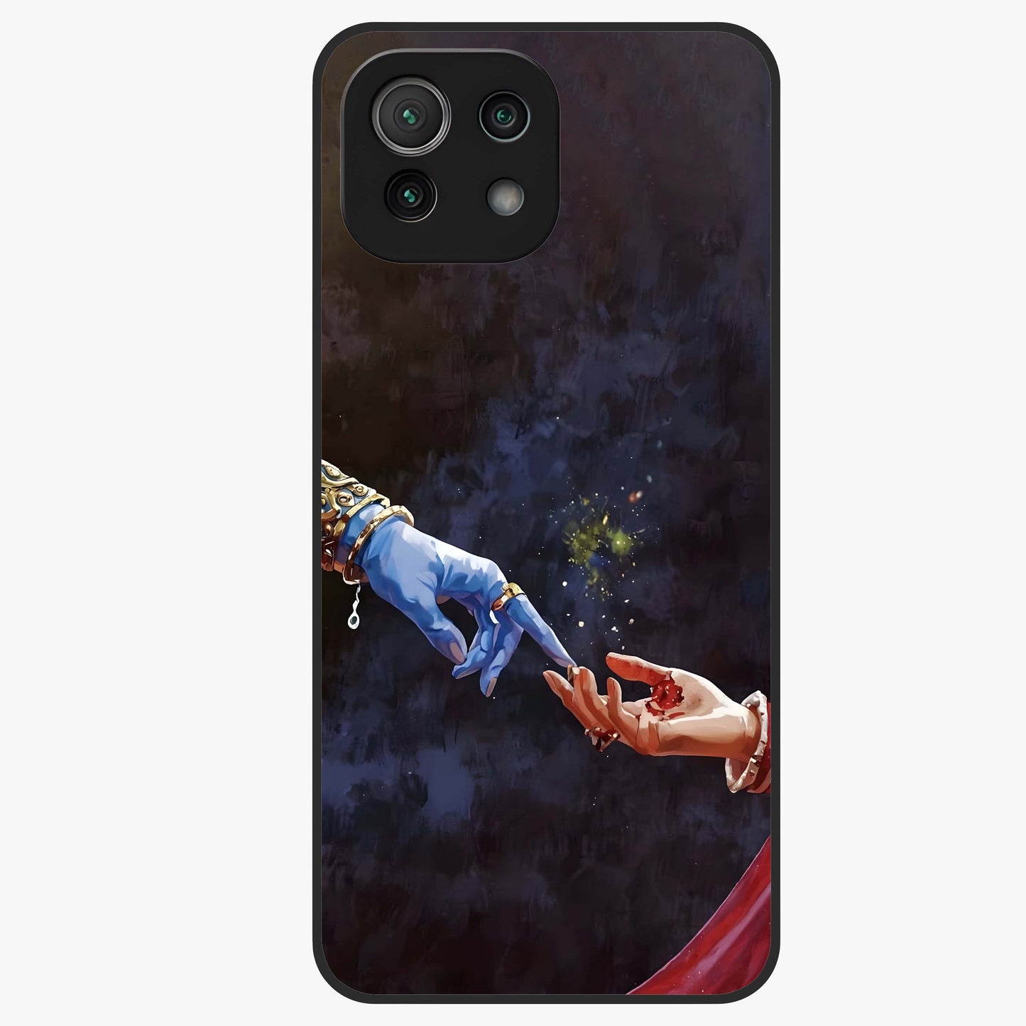 Divine Touch Eternal Glass Case showing flat back view with spiritual themed artwork and glossy glass finish.