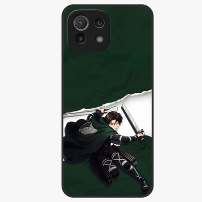 Emerald War Vanguard Glass Case showing flat back view with powerful warrior themed artwork and glossy glass finish.