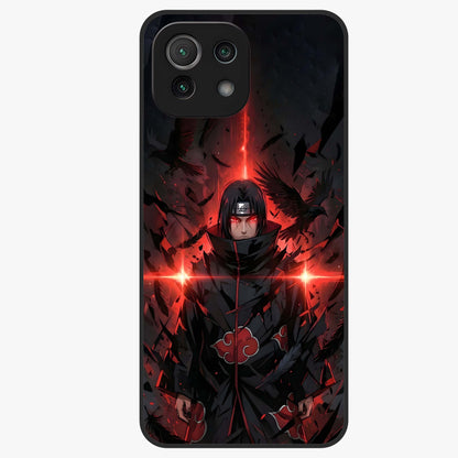 Focused Blade Discipline Glass Case showing flat back view with warrior sword themed artwork and glossy glass finish.