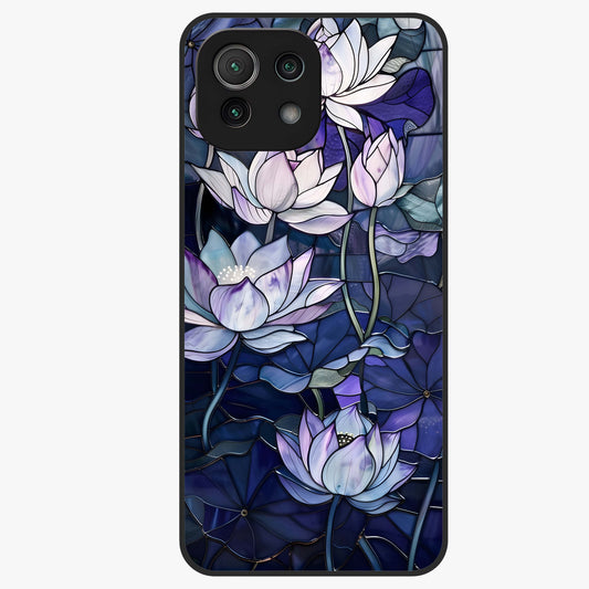 Gloss Petal Rush Glass Case showing flat back view with glossy flower petal artwork and smooth glass finish.
