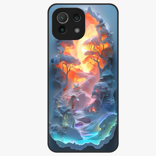 Glow Forest Portal Glass Case showing flat back view with glowing forest portal artwork and glossy glass finish.