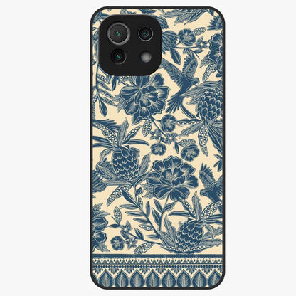Heirloom Wild Bloom Glass Case showing flat back view with vintage inspired wild flower artwork and glossy glass finish.