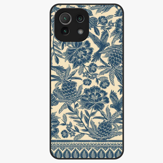 Heirloom Wild Bloom Glass Case showing flat back view with vintage inspired wild flower artwork and glossy glass finish.