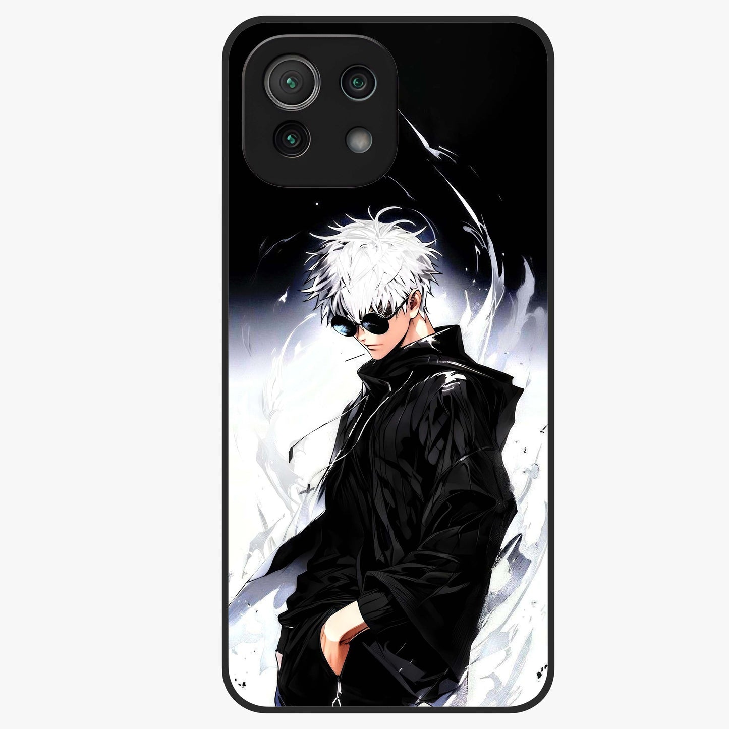 Limitless Shadow King Glass Case showing flat back view with powerful shadow warrior artwork and glossy glass finish.