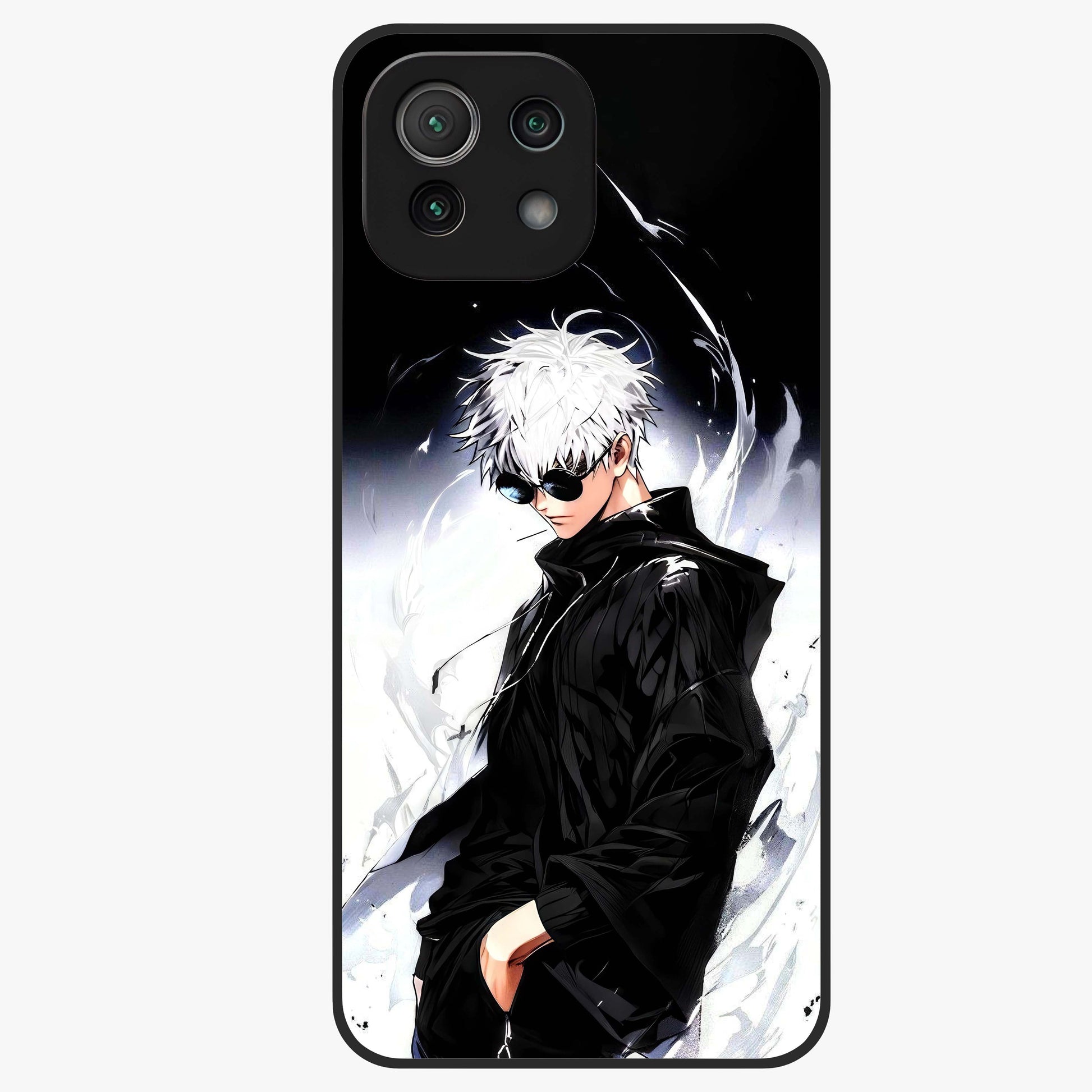 Limitless Shadow King Glass Case showing flat back view with powerful shadow warrior artwork and glossy glass finish.