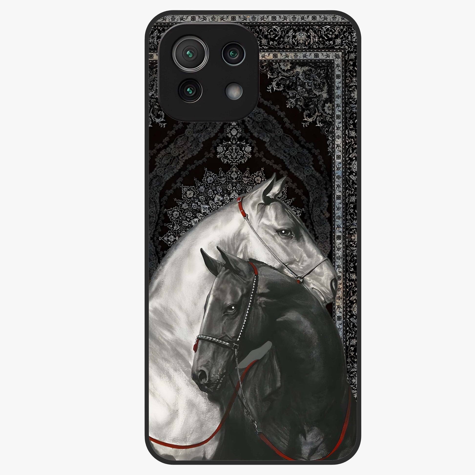 Majestic Ride Legacy Glass Case showing flat back view with powerful automotive inspired artwork and glossy glass finish.
