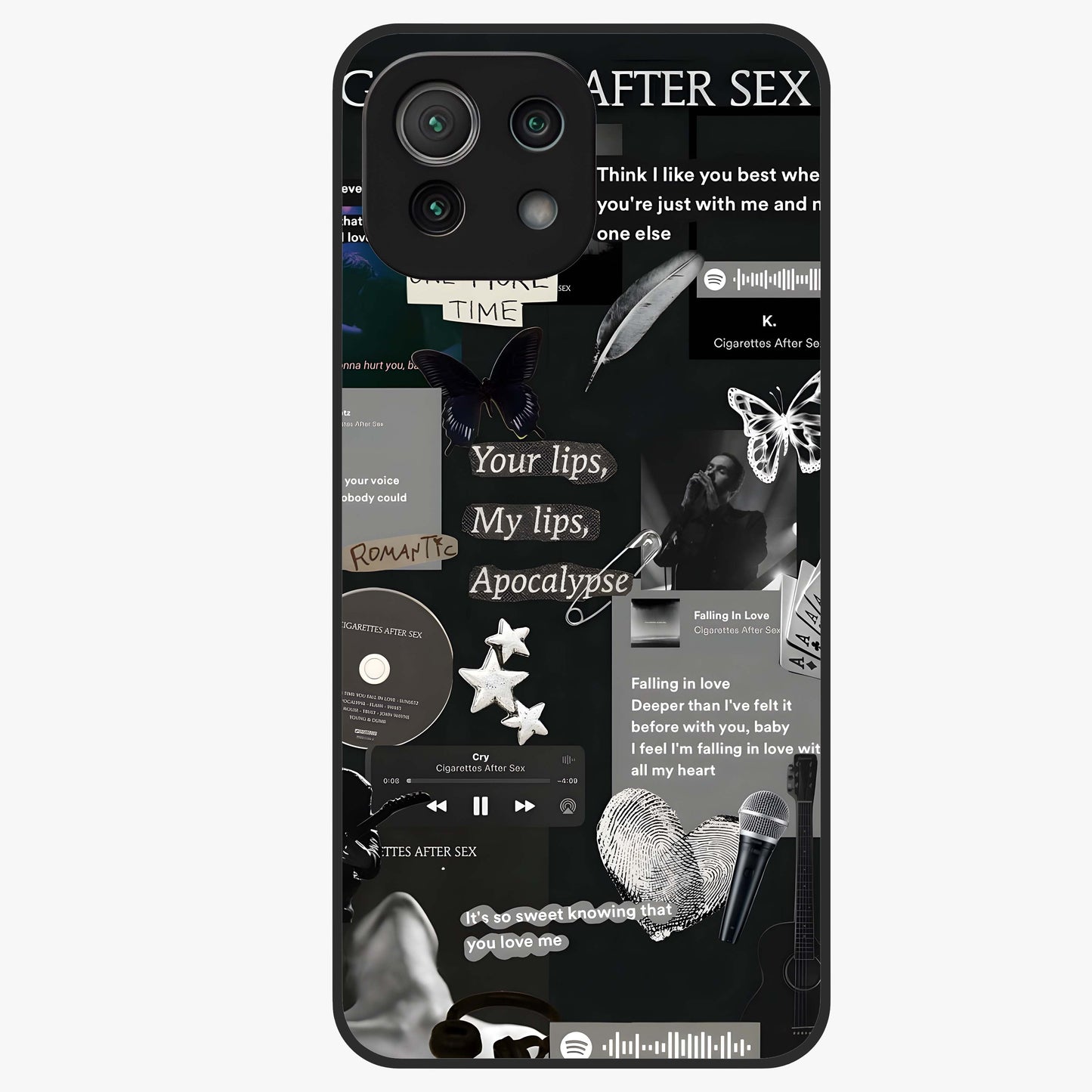 Midnight Love Echo Glass Case showing flat back view with romantic midnight themed artwork and glossy glass finish.