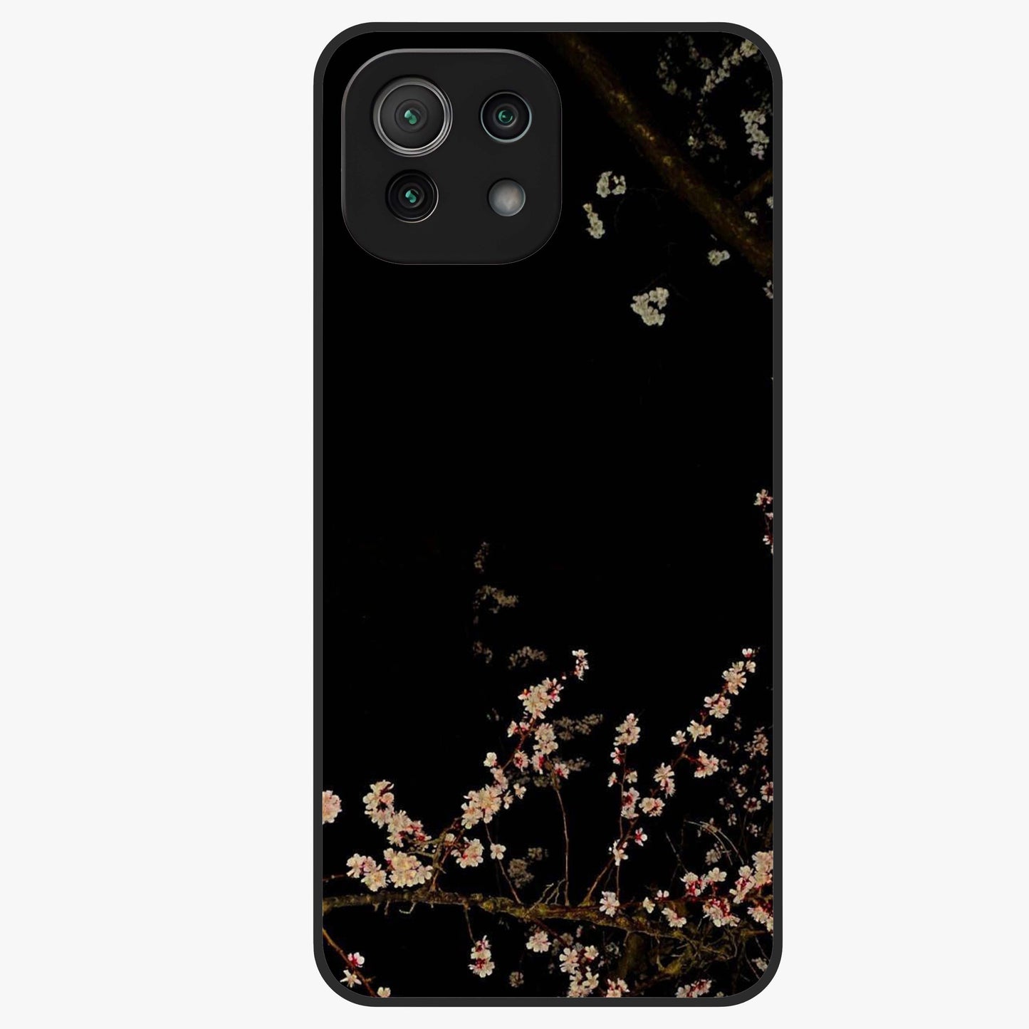 Petal Moon Light With Custom Name Glass Case showing flat back view with floral moonlight artwork and personalized name design.