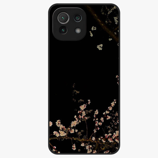 Petal Moon Light With Custom Name Glass Case showing flat back view with floral moonlight artwork and personalized name design.