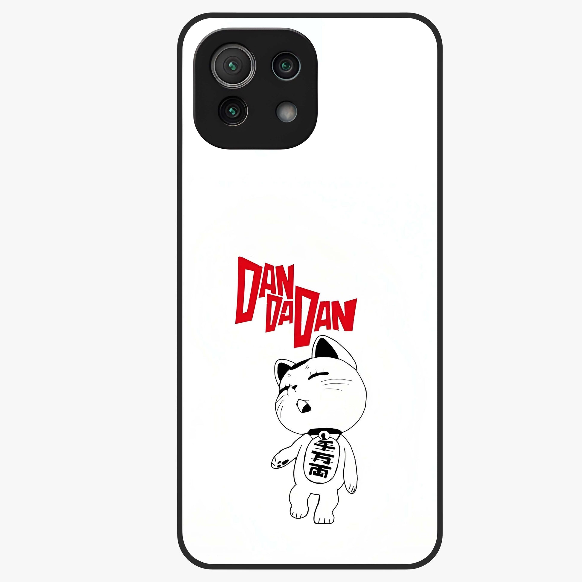 Playful Spirit Charm Glass Case showing flat back view with cheerful charm themed artwork and glossy glass finish.