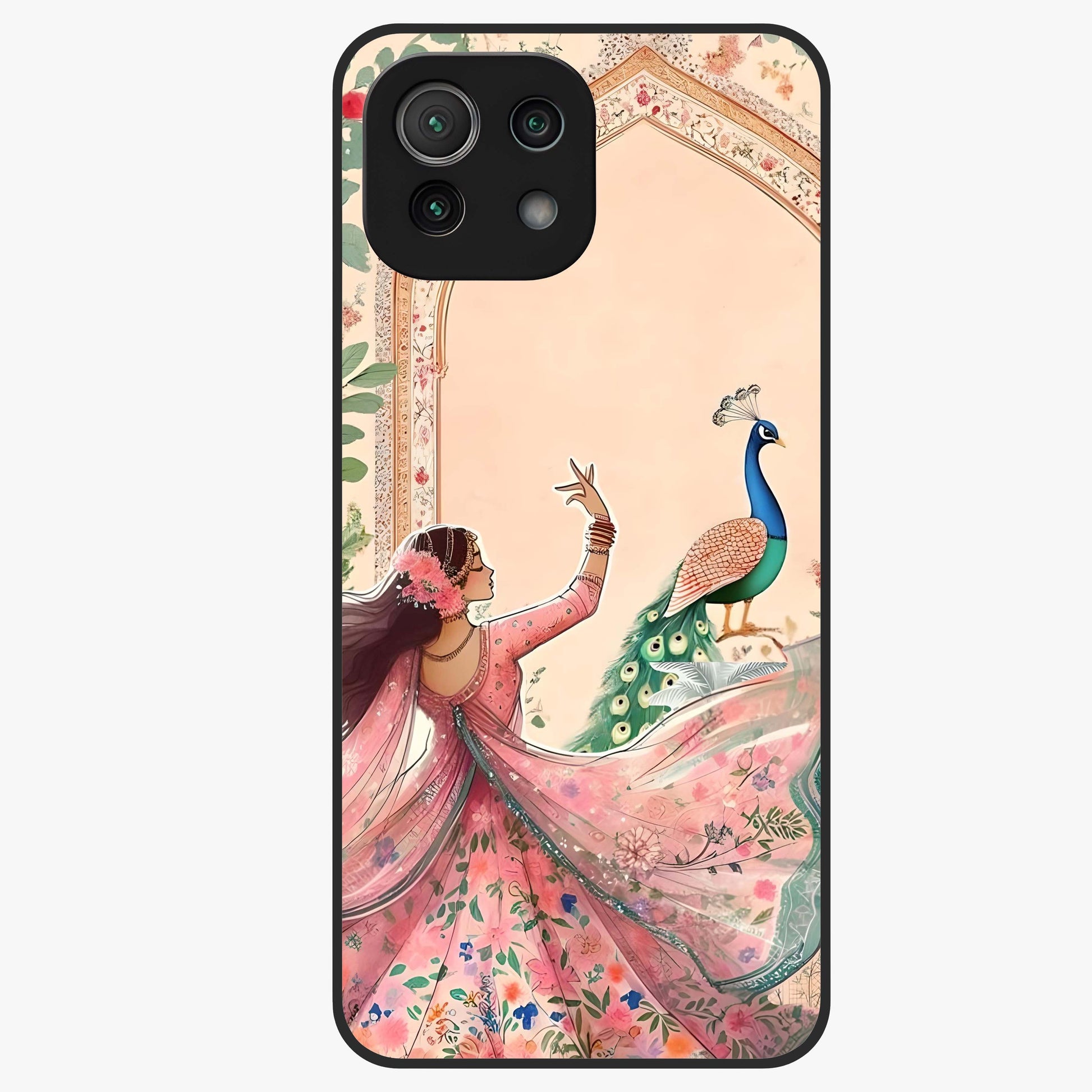 Royal Grace Muse Glass Case showing flat back view with elegant artistic artwork and glossy glass finish.