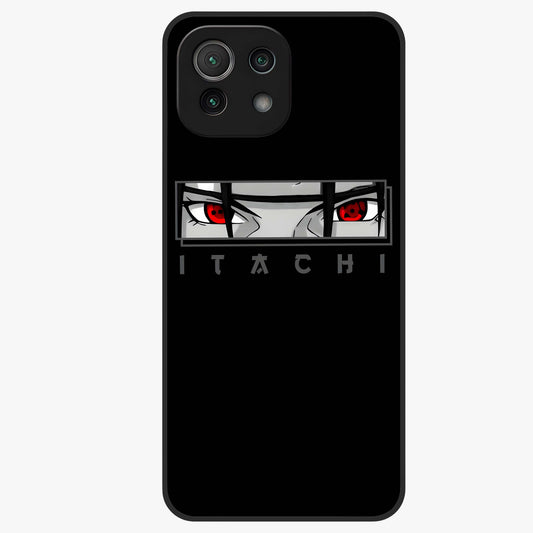 Scarlet Gaze Dominance Glass Case showing flat back view with striking red themed artwork and glossy glass finish.