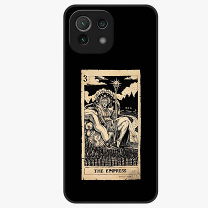 The Empress Glass Case showing flat back view with regal feminine artwork and glossy glass finish.