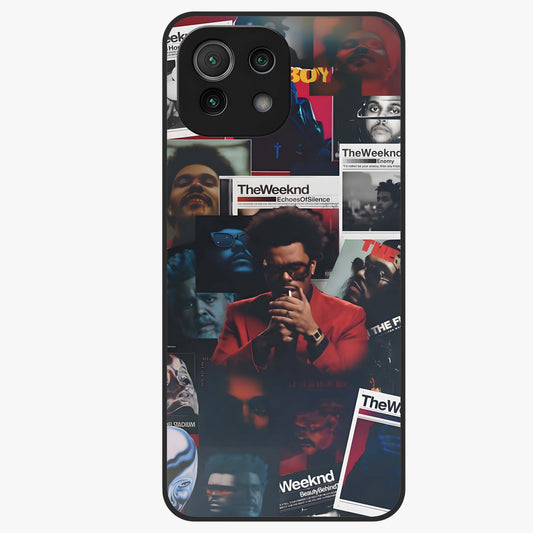 The Weeknd Glass Case showing flat back view with music inspired artistic portrait artwork and glossy glass finish.