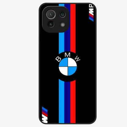 Turbo BMW Beast Glass Case showing flat back view with high performance sports car artwork and glossy glass finish.