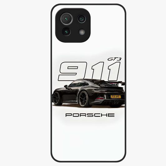 Turbo Legacy Icon Glass Case showing flat back view with iconic sports car inspired artwork and glossy glass finish.