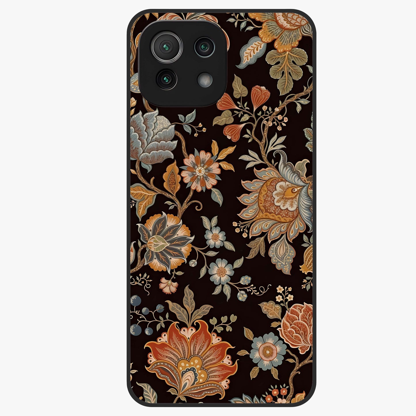 Vintage Floral Dream Glass Case showing flat back view with classic floral artwork and glossy glass finish.
