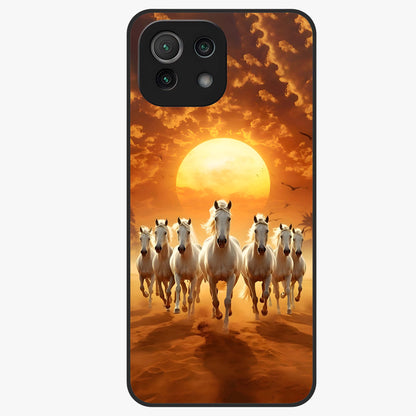 Wild Sunset Majesty Glass Case showing flat back view with majestic sunset landscape artwork and glossy glass finish.