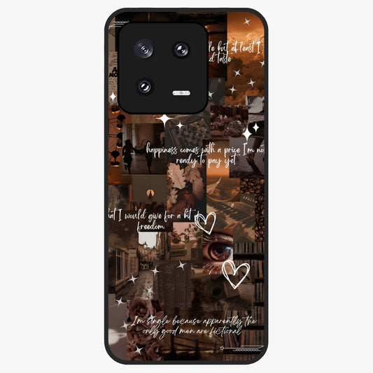 Bittersweet Aesthetic Chaos Glass Case showing flat back view with artistic chaotic aesthetic design and glossy glass finish.