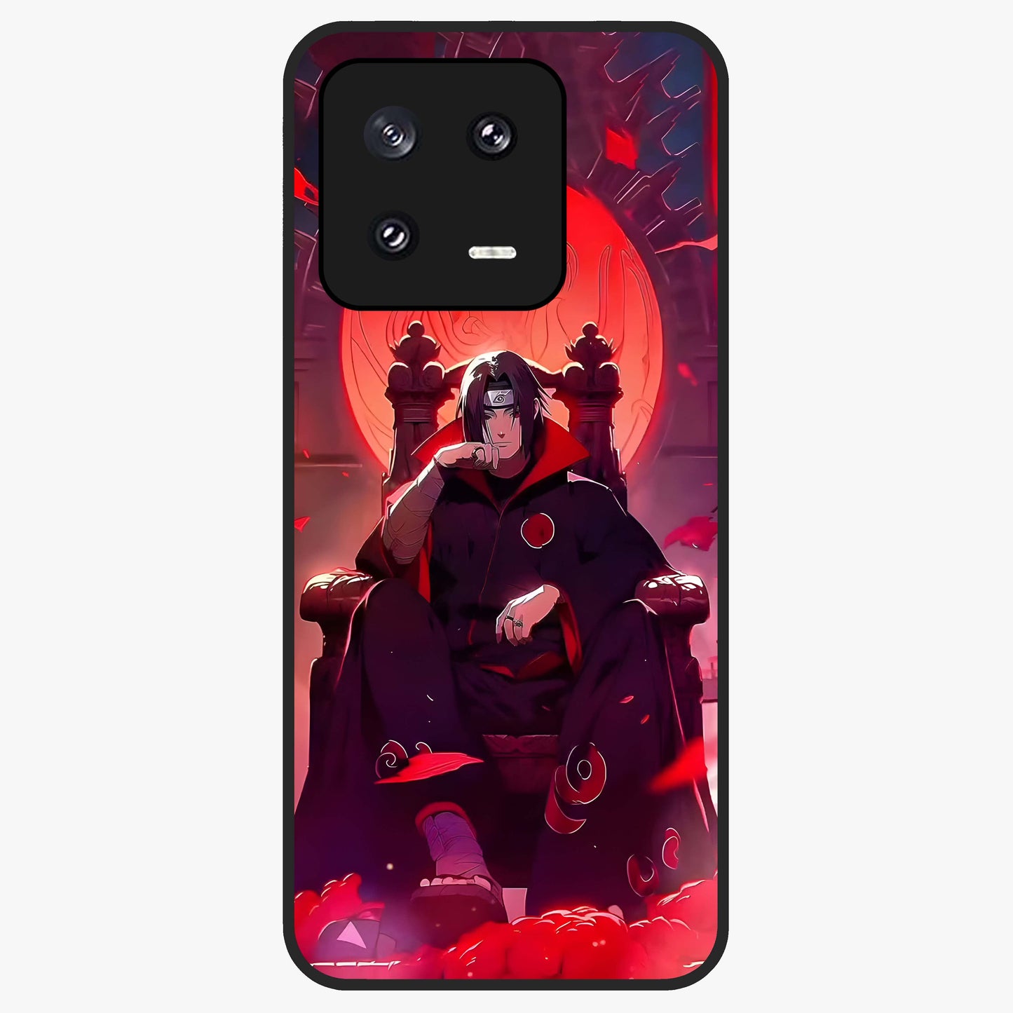 Blood Moon Sovereign Glass Case showing flat back view with mystical blood moon artwork and glossy glass finish.