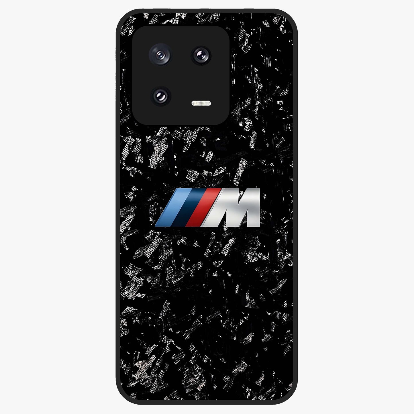 Carbon Speed Mark Glass Case showing flat back view with sporty carbon pattern artwork and glossy glass finish.