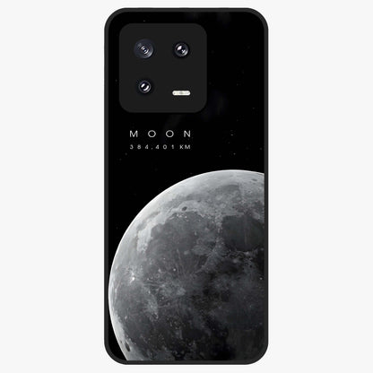 Cosmic Moon Glow Glass Case showing flat back view with glowing moon artwork and glossy glass finish.