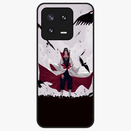 Crimson Crow Ascension Glass Case showing flat back view with mystical crow artwork and glossy glass finish.