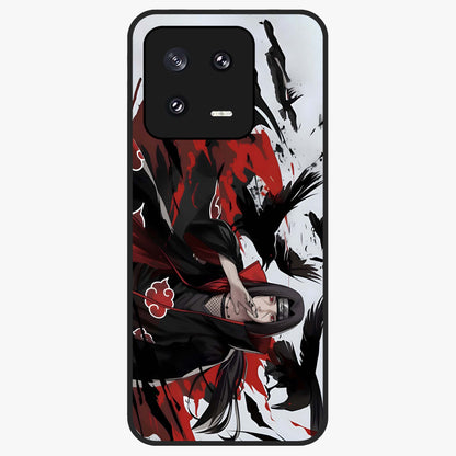 Crimson Crow Illusion Glass Case showing flat back view with artistic crow illusion artwork and glossy glass finish.