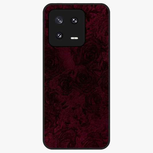 Crimson Fade Flow Glass Case showing flat back view with flowing crimson gradient artwork and glossy glass finish.