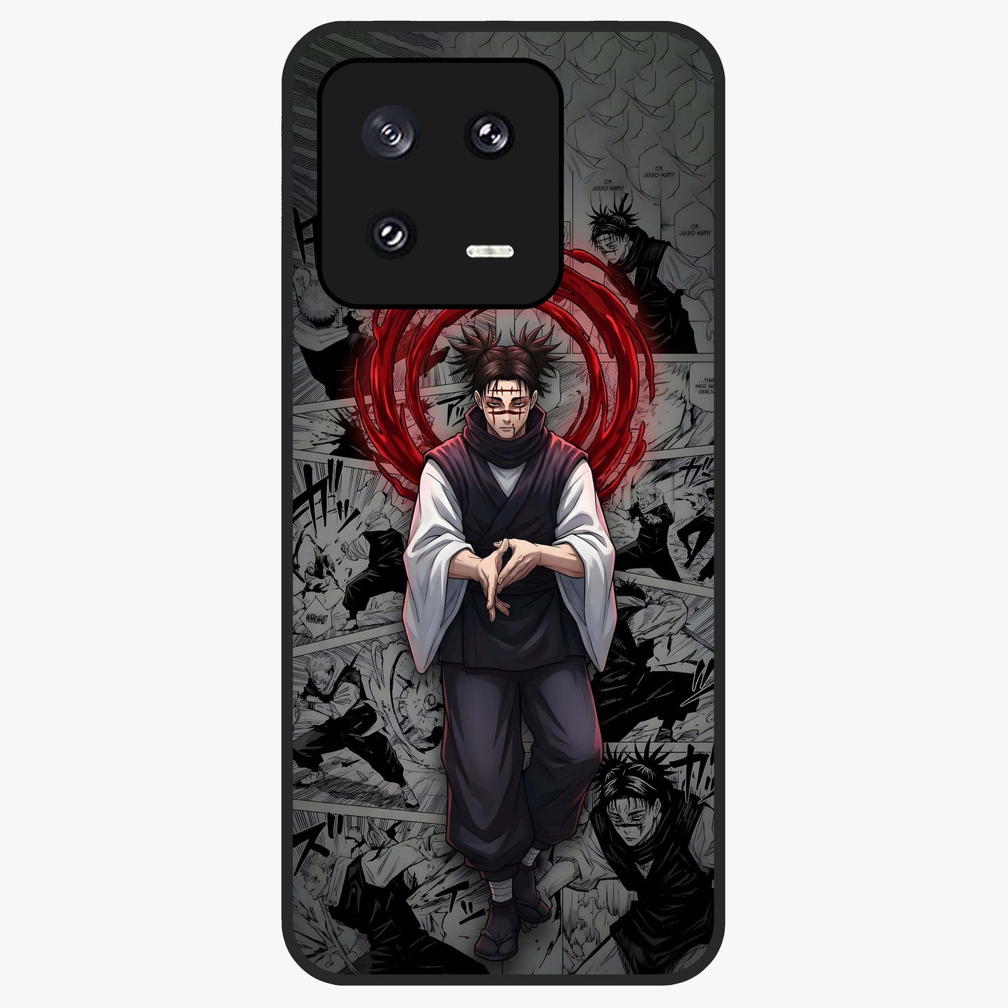 Cursed Ritual Ascension Glass Case showing flat back view with dark ritual themed artwork and glossy glass finish.