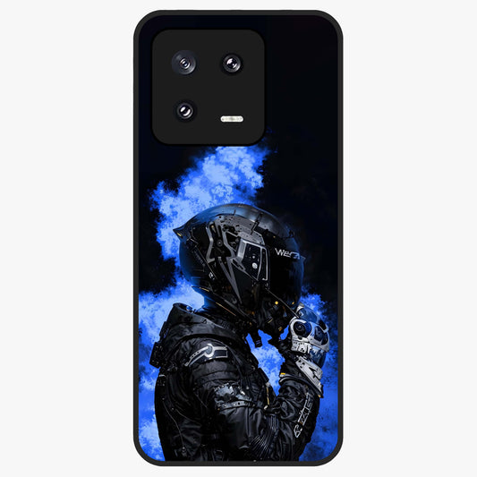 Cyber Sentinel Protocol Glass Case showing flat back view with futuristic cyber themed artwork and glossy glass finish.