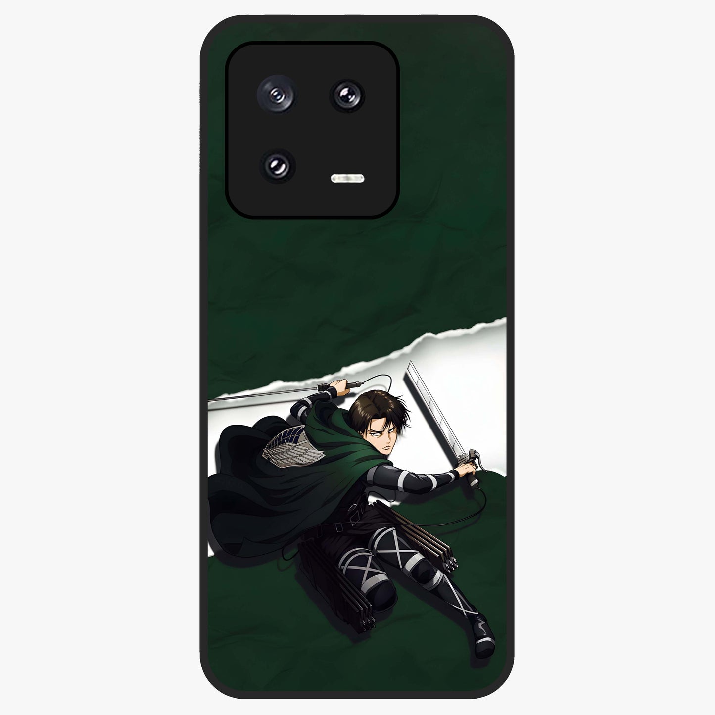 Emerald War Vanguard Glass Case showing flat back view with powerful warrior themed artwork and glossy glass finish.
