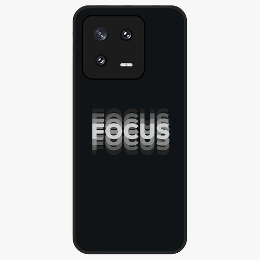 Focus Mode On Glass Case showing flat back view with bold motivational typography design and glossy glass finish.