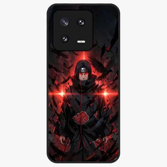 Focused Blade Discipline Glass Case showing flat back view with warrior sword themed artwork and glossy glass finish.