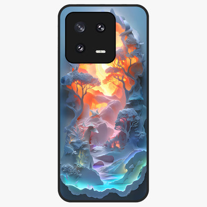 Glow Forest Portal Glass Case showing flat back view with glowing forest portal artwork and glossy glass finish.