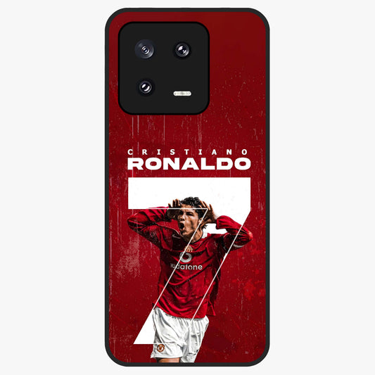Goal Celebration Legacy Glass Case showing flat back view with football celebration inspired artwork and glossy glass finish.