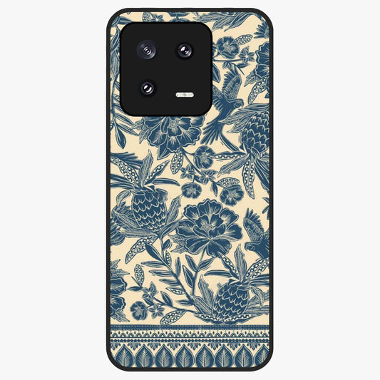 Heirloom Wild Bloom Glass Case showing flat back view with vintage inspired wild flower artwork and glossy glass finish.