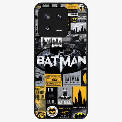 Knight Gotham Rise Glass Case showing flat back view with dark hero inspired artwork and glossy glass finish.