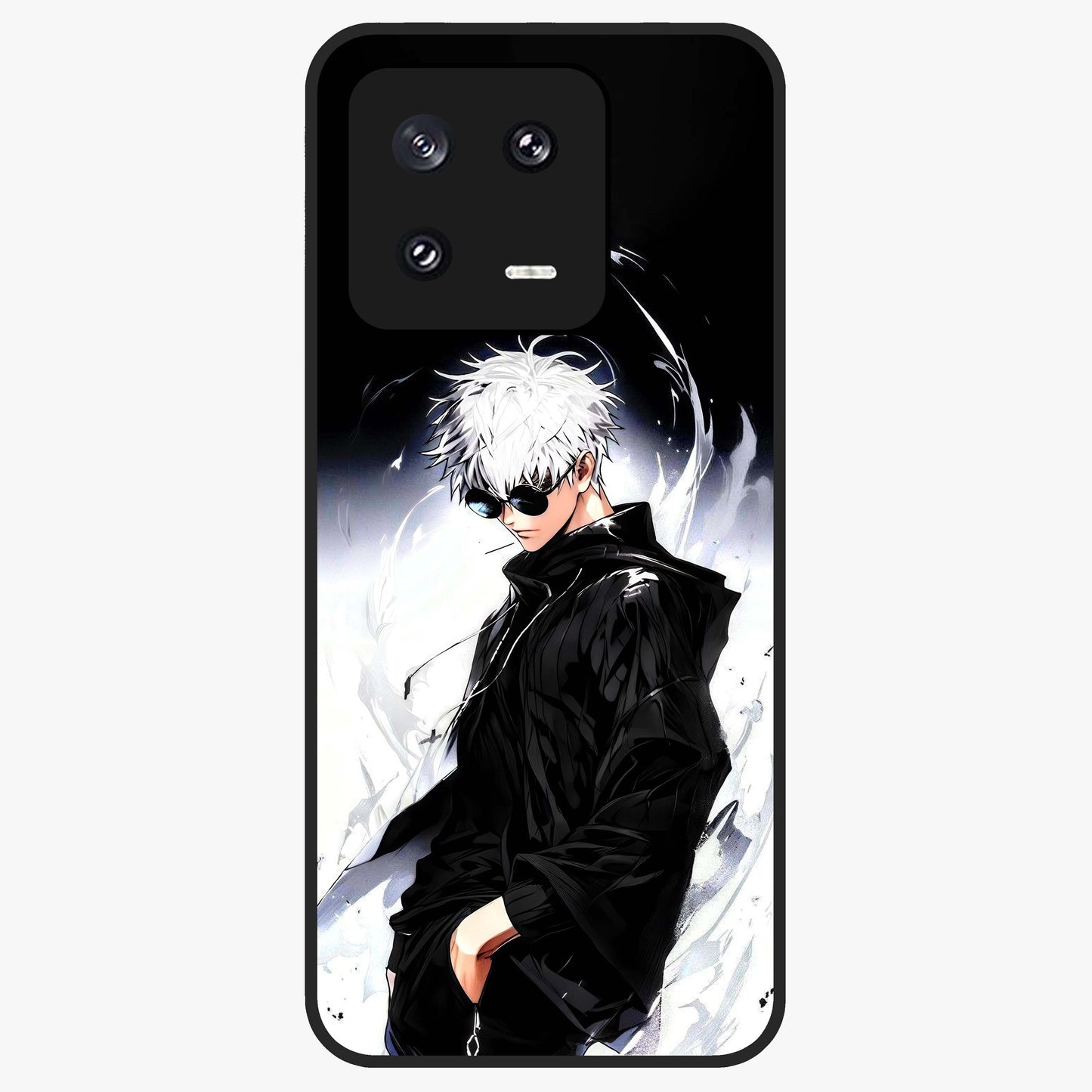 Limitless Shadow King Glass Case showing flat back view with powerful shadow warrior artwork and glossy glass finish.