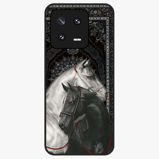 Majestic Ride Legacy Glass Case showing flat back view with powerful automotive inspired artwork and glossy glass finish.