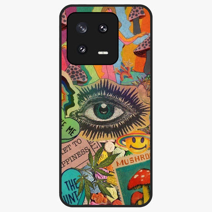 Mystic Eye Wonderland Glass Case showing flat back view with mystical eye themed artwork and glossy glass finish.