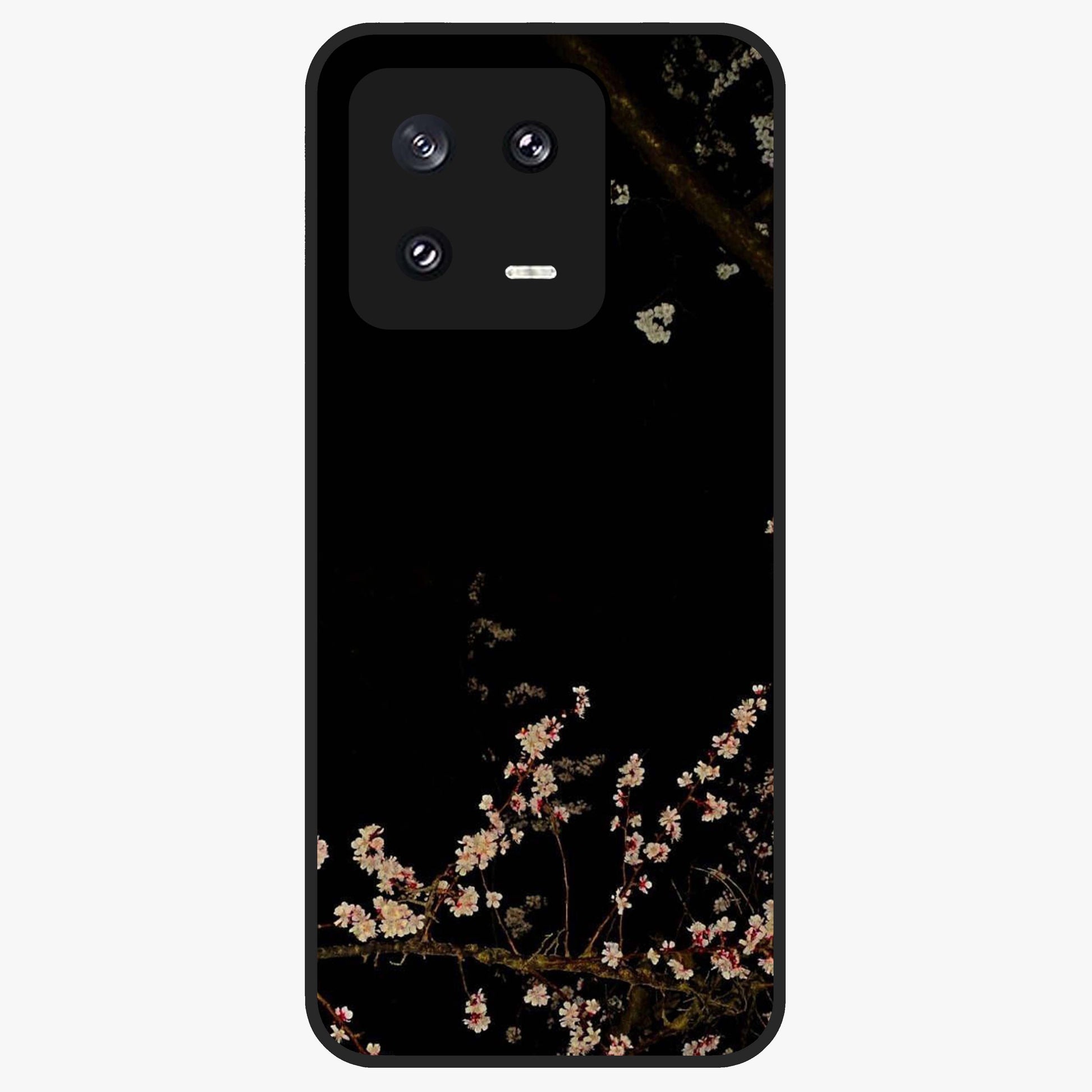 Petal Moon Light With Custom Name Glass Case showing flat back view with floral moonlight artwork and personalized name design.
