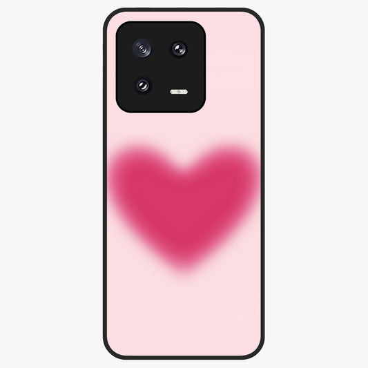 Pink Aura Heart Glass Case showing flat back view with glowing heart artwork and glossy glass finish.