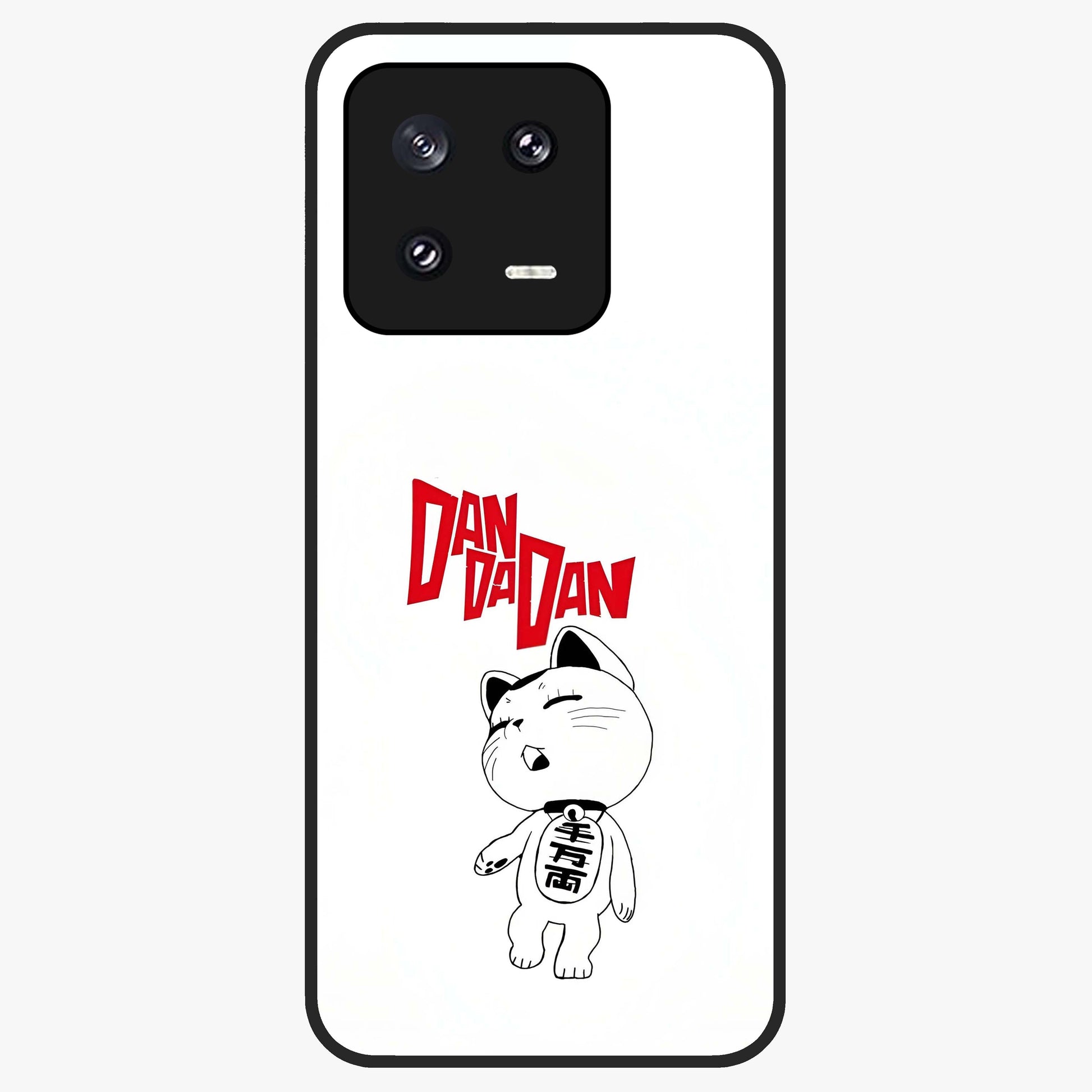 Playful Spirit Charm Glass Case showing flat back view with cheerful charm themed artwork and glossy glass finish.