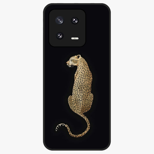 Regal Leopard Glass Case showing flat back view with bold leopard artwork and glossy glass finish.